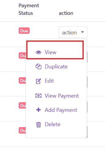 Purchase Index Page
