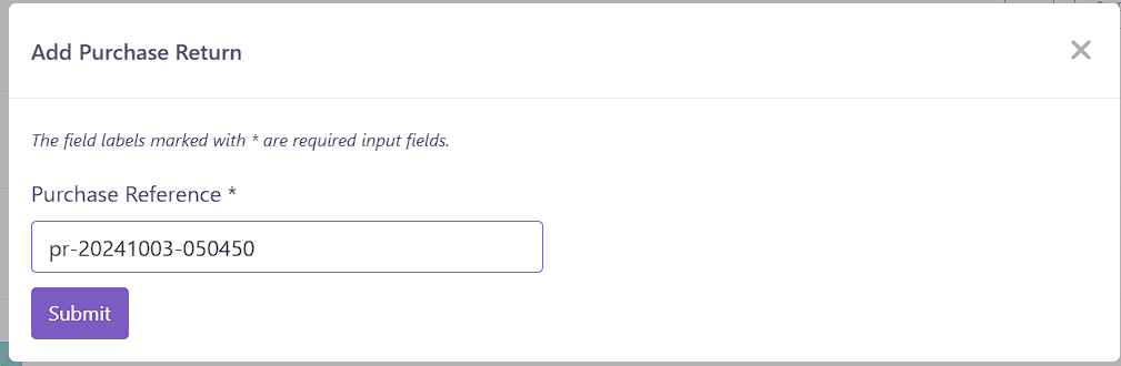 Purchase Return Form